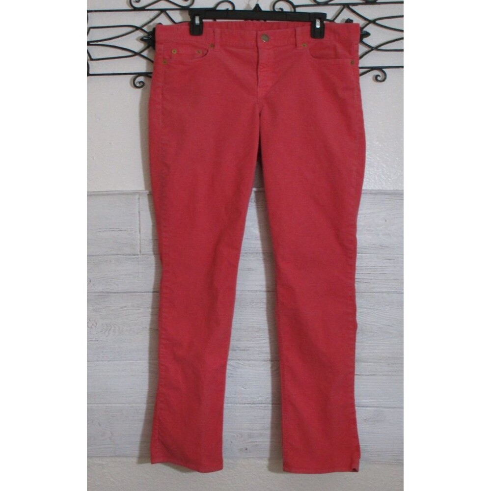 J Crew Corduroy Pants Women's Size 32R Coral Tapered Leg Pockets